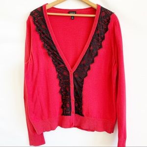 TORRID Red Cardigan Sweater Lace Trip Size 2X